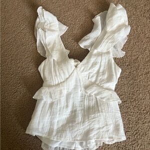 Elegant White Ruffle Sleeve Top